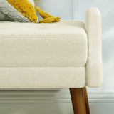 Modern living room bench, made of looped yarn fabric, with soft cushion, irregular geometric W487P183022