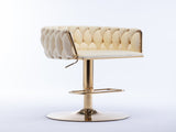 Set of 2 Bar Stools,with Chrome Footrest and Base Swivel Height Adjustable Mechanical Lifting Velvet W124956157
