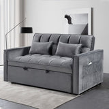 Modern Velvet Loveseat Futon Sofa Couch Pullout Bed, Small Love Seat Lounge Sofa w/Reclining T3411P309627