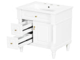 24 Inch Bathroom Vanity with Sink, White Freestanding Bathroom Cabinet with Flip Drawer, Adjustable 73286222