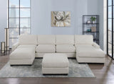 Living Room Furniture Ottoman Beige Wide-Welt Corduroy 1pc Soft Cushion Cocktail Ottoman Wood Legs B011P182989