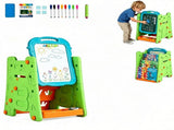 Green 3-in-1 Kids Double Sided Art Easel, Magnetic Whiteboard & Chalkboard Standing Drawing Board 43337394