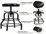 Vintage Faux Leather Counter-Height Bar Stool with Metal Legs for Kitchen Restaurant, Black 91201469