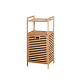 Bathroom Laundry Basket Bamboo Storage Basket with 2-tier Shelf 17.32 x 13 x 37.8 inch W40934117