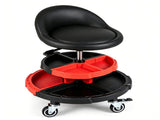 Height Adjustable Rolling Mechanic Stool with Backrest & 2 Removable Tool Trays, 360&deg Swivel 51592296