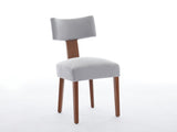 064-Set of 2 Linen Fabric Modern Armless Dining Chairs With Curved backrest and Solid Wooden Legs 42256414