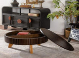 31.5" Retro Round Coffee Table with Storage Space, Suitable for Living Room and Office, Brown W757P370297