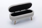 036-Velvet Fabric Storage Bench Bedroom Bench With Wood Legs For Living Room Bedroom Indoor,Light W527121988