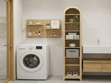 8-Tier Arched Dome Display Rack Particleboard Melamine-Faced Bookshelf 15.75*11.81*70in Oak 13117068