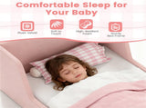 Pink Upholstered Toddler Bed Velvet Wooden Slat Frame for Kids No Mattress 22664722
