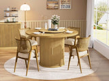 55-inch round dining table for six, featuring a double-tiered storage rack and a rotating tabletop W1162P357242