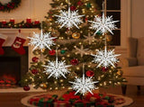 6PCS Set 6.1" Christmas Tree Decorations Snowflake Hanging Ornaments Holiday Party Supplies, Rustic 12994101