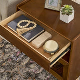 Mid Century Modern Nightstand Charging Station & Outlet Hole & 2 Drawers, Farmhouse End Table W1801P303389