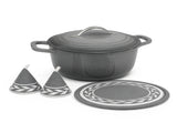 Stainless Steel Handle 5QT Round Enameled Pot Black-to-Grey Gradient 14108425