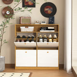 Shoe Storage Cabinet with 4 Flip Drawers , Shoe Rack Organizer Cabinet with wooden handle W409P195086