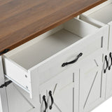 K&K 53.5''Farmhouse Kitchen Island with Power Outlet, Kitchen Storage Island with Drop Leaf, Spice N707P170348W