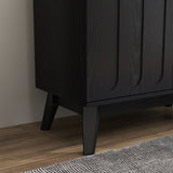 Mid Century Modern Fluted Sideboard with Adjustable Shelves & Solid Wood Legs, Buffet W1801P272511