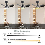 24" Small Ceiling Fan with Light remote control ,Modern Low Profile black Ceiling Fan, 6-Speeds W2352P224345