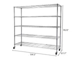 5-Tier NSF Heavy Duty Adjustable Storage Metal Rack with Wheels & Shelf Liners Ideal for Garage, 49670774