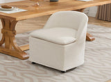 058-Set of 2 Chenille Fabric Dining Chairs With Universal Wheels,Beige W527P242552