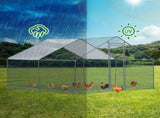 10 x 10 ft Large Metal Chicken Coop, Walk-in Poultry Cage Chicken Hen Run House with Waterproof 16911376