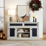 Embossed Pattern TV Stand, TV and Media Console with Open and Closed Storage Space and sliding door W1758P231682