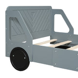 Twin Size Car-Shaped Platform Bed with Wheels,Gray WF311752AAE