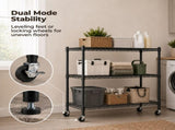 3 Tier Heavy Duty Adjustable Metal Shelf with Wheels, No-Tool Assembly, Suitable for Garages, 53893670