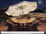 10 Ft Solar Powered Patio Umbrella with 24 LED Lights, Beige Outdoor Market Umbrella 90952387