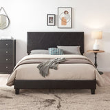 Queen Size Upholstered Platform Bed Frame ,Wood Slat Support, Easy Assembly,Black, pu W311110544