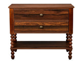Brown P2 Particleboard with 3D Paper Solid Wood Legs 61*45*68CM 2-Drawer with Lower Divider 37845828