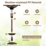 Bronze Standing Pedestal Birdbath and Feeder Combo with Solar Powered Lamp 91073086