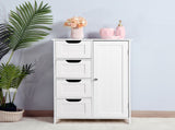 White Bathroom Storage Cabinet, Floor Cabinet with Adjustable Shelf and Drawers 31906358