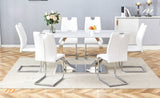 White PU Dining Chair Set.Uniquely designed white dining chairs. PU material, paired with silver W2920P225023