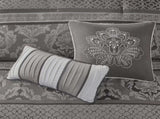 7 Piece Jacquard Comforter Set Grey Cal King B03597024