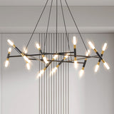Black & Golden Modern Chandelier Light Fixture, Branch Design with Frosted Tubes, Black Cords, W1340P233171