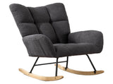 Teddy Fabric Wingback Glider Rocker with Side Storage Pocket, Soft Comfy Nursing Rocking Chair, 67056942