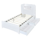 ZNTS Twin Size Storage Platform Bed Frame with with Two Drawers and Light Strip Design in Headboard,White WF313513AAK