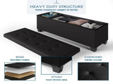 Ottoman with Storage Bench, 43-inch Storage Ottoman, Leather, Black 42966149