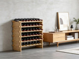 Bamboo 48 Bottle Stackable Modular Wine Rack, 6-Tier Wood Storage Rack, Floor Freestanding Wines 82487185