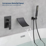Male NPT Waterfall Shower head with Handheld,Matte Black Bathtub Shower Faucet with High Flow Wall T3177P277545