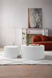 White Nesting table set of 2, Handcraft Relief MDF Coffee Table for Living Room/Office/Leisure Area W876P271185
