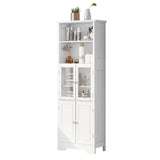 White Tall Storage Cabinet with Shelves and Doors for Bathroom, Kitchen and Living Room, MDF Board WF295070AAK