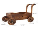 Wooden Wagon Box, Mobile Garden with 4 Wheels, Handle, Drain Hole, Decorative Flower 32362630