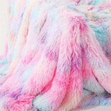 Tie Dye Soft Fluffy Rainbow Faux Fur Throw Blanket for Home 50"x63" Long Shaggytemu can only be 76658469