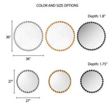 Beaded Round Wall Mirror 27"D B03599369
