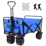 ZNTS Collapsible Wagon Cart Heavy Duty Foldable Wagon with Big Wheels for Sand All-Terrain Utility T3060P248484