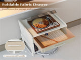 Multi-Purpose Record Player Stand with Drawer and Record Holder-White 79431499
