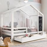 Full House Bed with Blackboard and Drawers, Two assembly options, White 38015791