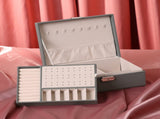 2 Layer Jewelry Box PU Leather Jewelry Organizer Case Storage with Drawer Grey 14040402